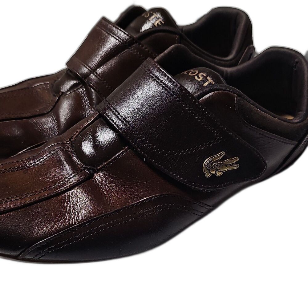 Lacoste Protect ERA PRL Brown Leather Sneakers Hook & Loop Men's US 8.5